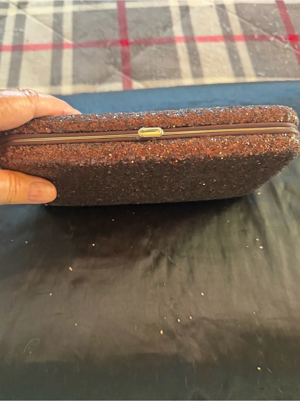 Glitter Clutch Wallet in Burgundy